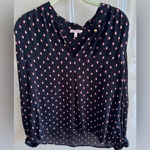 Juicy Couture Black Blouse with Red and White Pattern